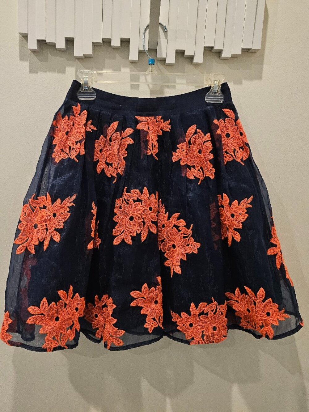 Anthropologie Maeve Pome Blossom Tulle A-Line Embroidered Floral Skirt